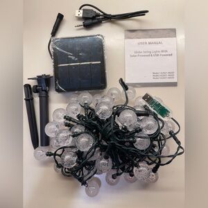 NEW 60LED Globe String Lights -Solar-& USB-Powered